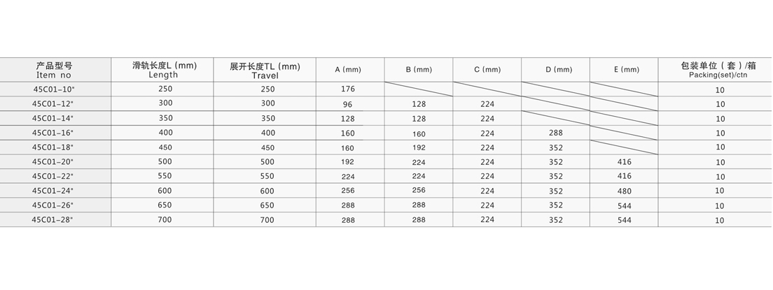 45C01三節(jié)鋼珠滑軌